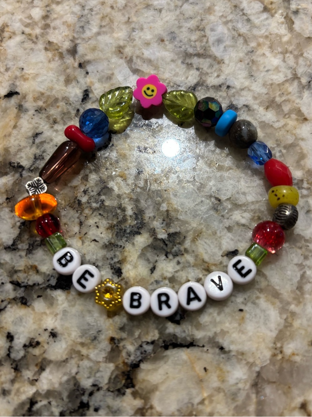 Handcrafted Multicolor 'Be Brave' Beaded Bracelet